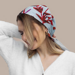 Silk scarf "Poetry in red and grey"