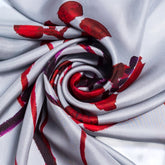 Silk scarf "Poetry in red and grey"