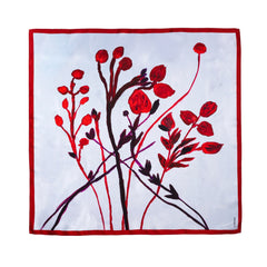 Silk scarf "Poetry in red and grey"
