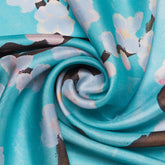 Silk Scarf “SAKURA Blue Flowers”
