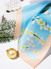 Silk Scarf "Rain with flowers"