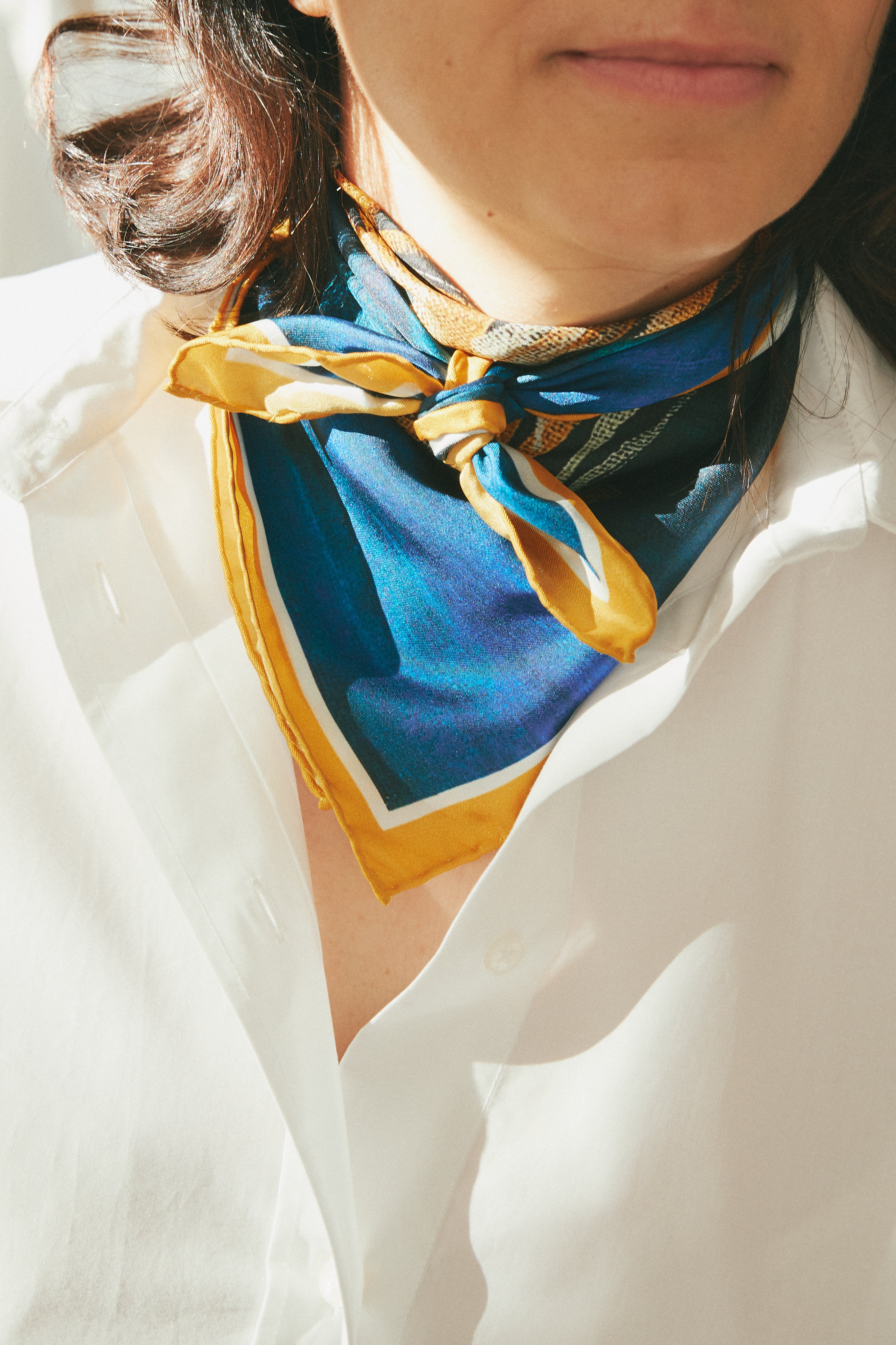 Silk scarf "Golden branch"