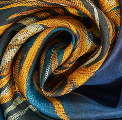 Silk scarf "Golden branch"