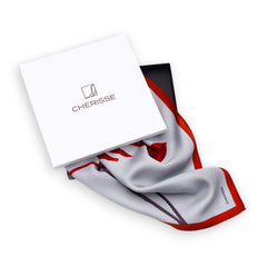 Silk scarf "Poetry in red and grey"