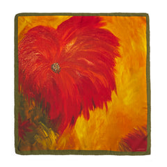 Silk scarf "Exotic Red Flower"