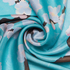 Silk Scarf “SAKURA Blue Flowers”