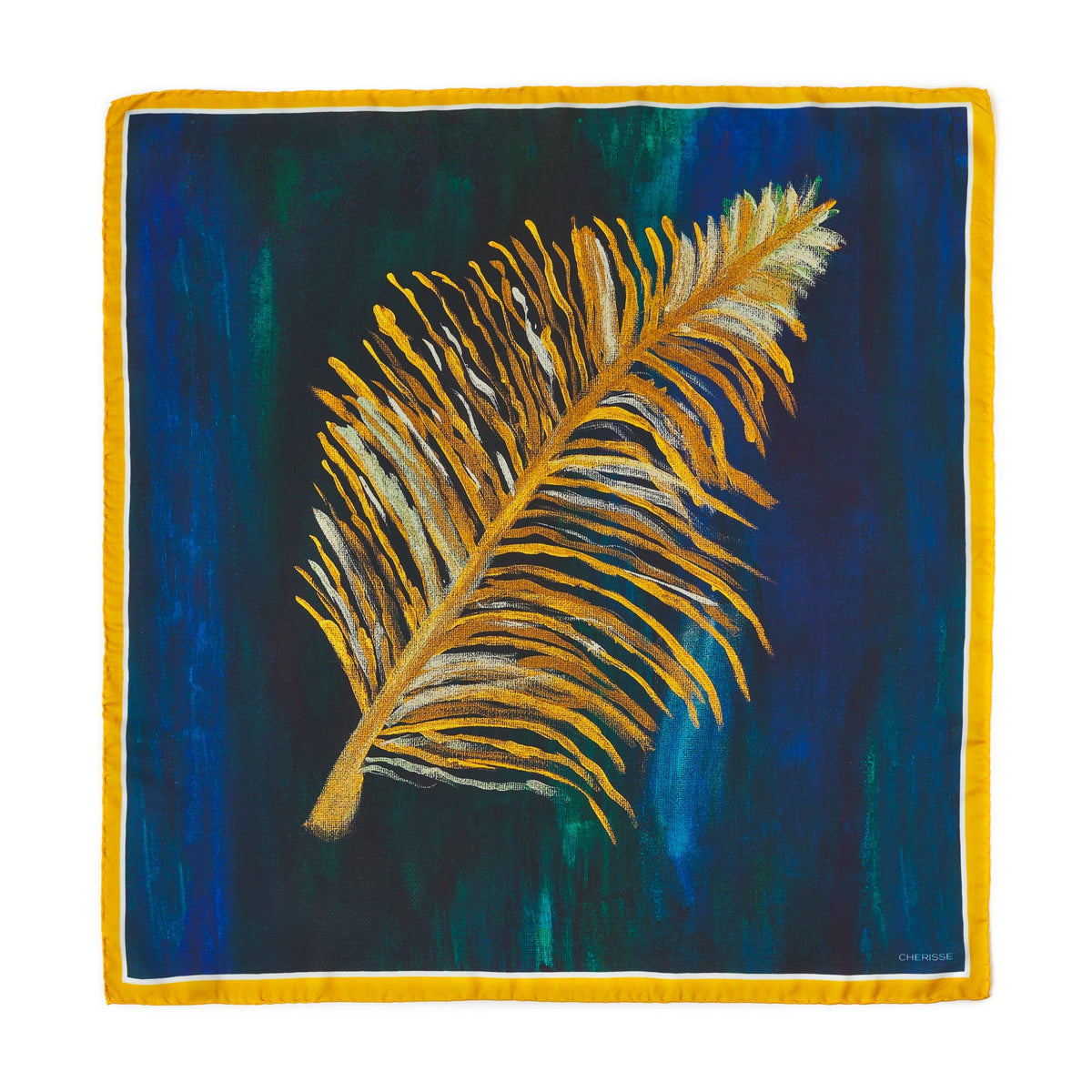 Silk scarf "Golden branch"