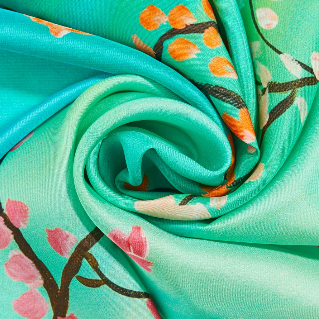 Silk scarf "Blooming Cherry Branches"