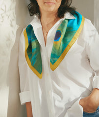 Silk Scarf "Peacock feathers"