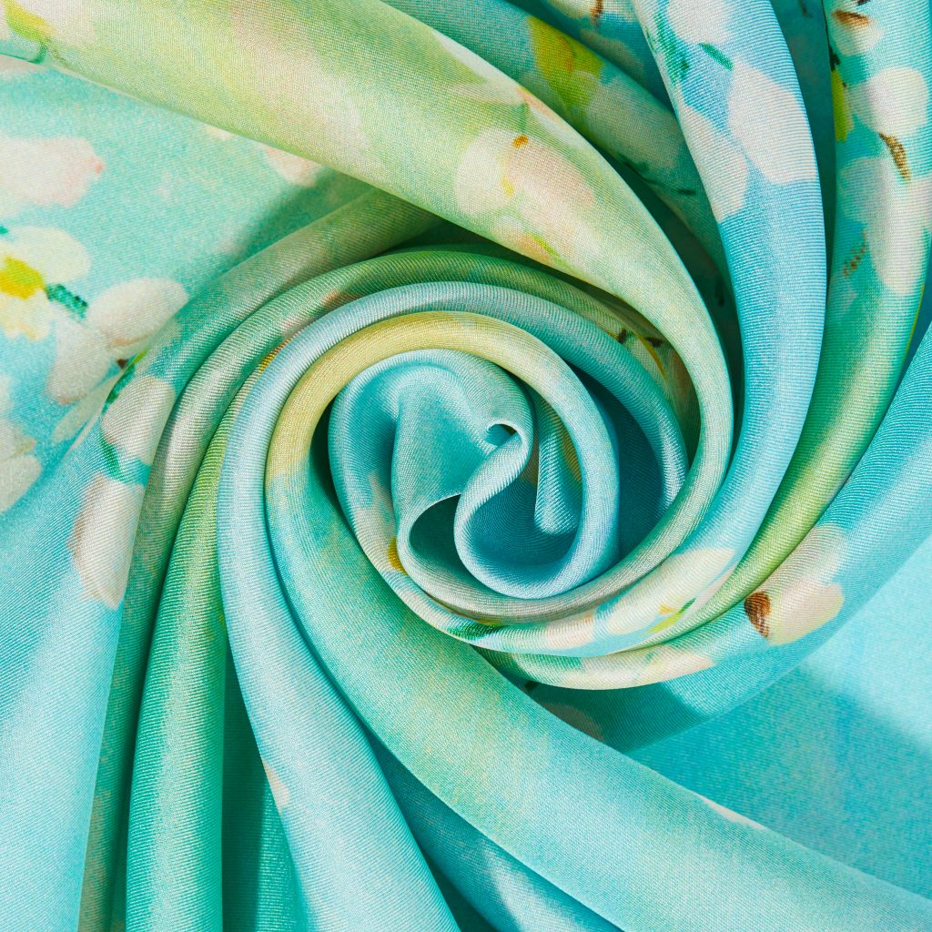 Silk Scarf "Rain with flowers"